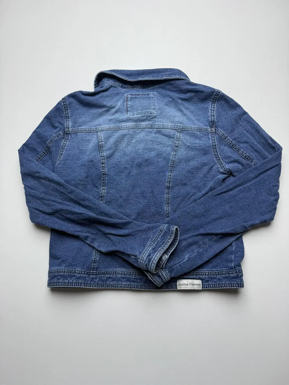 Justice Jacket Girls 18 Blue Denim Rhinestone Collar Button Front Jean Casual